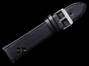 Pasek skórzany do zegarka - czarny/czarne - 16mm