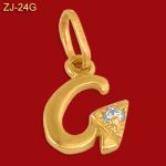 Złota zawieszka literka z cyrkonią "G"