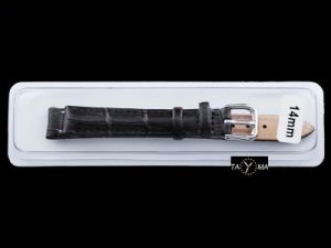 Pasek skórzany do zegarka w pudełku - czarny/czarne - 14mm