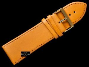 Pasek skórzany do zegarka - camel/złoty - 30mm